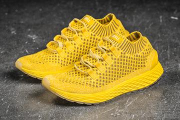 Men's Nobull Drop Knit Running Shoes Lemon | SG K2060O